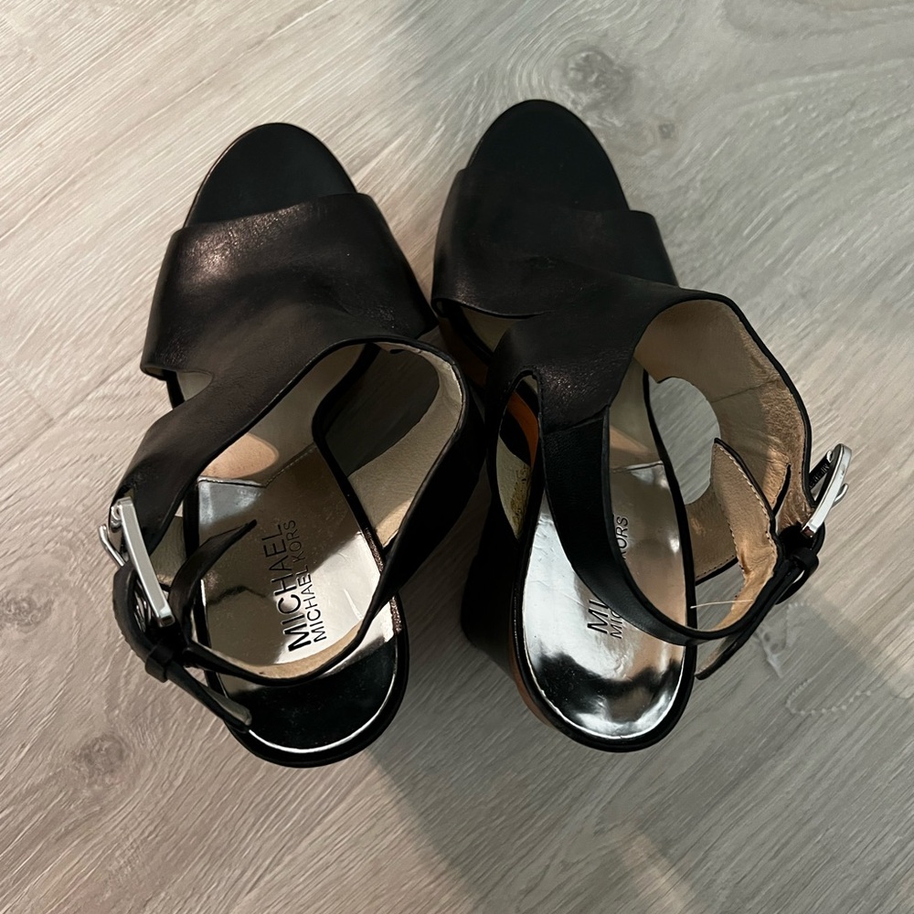 Michael Kors Black Sandals with Ankle Strap and Open Toe